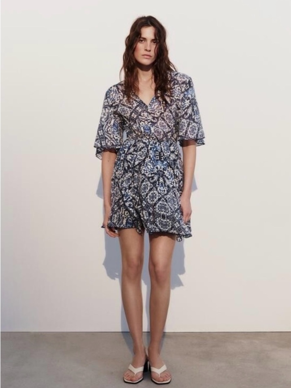 ZARA- Blue Tribal Patterned Dress